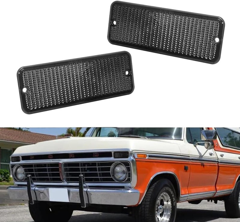 Tonsya For 1974 1975 1976 1977 Ford F-100 F100 Front Bumper Signal Side Marker housing Smoked Lens D5TZ13200A 906-55-22-04 - Image 1